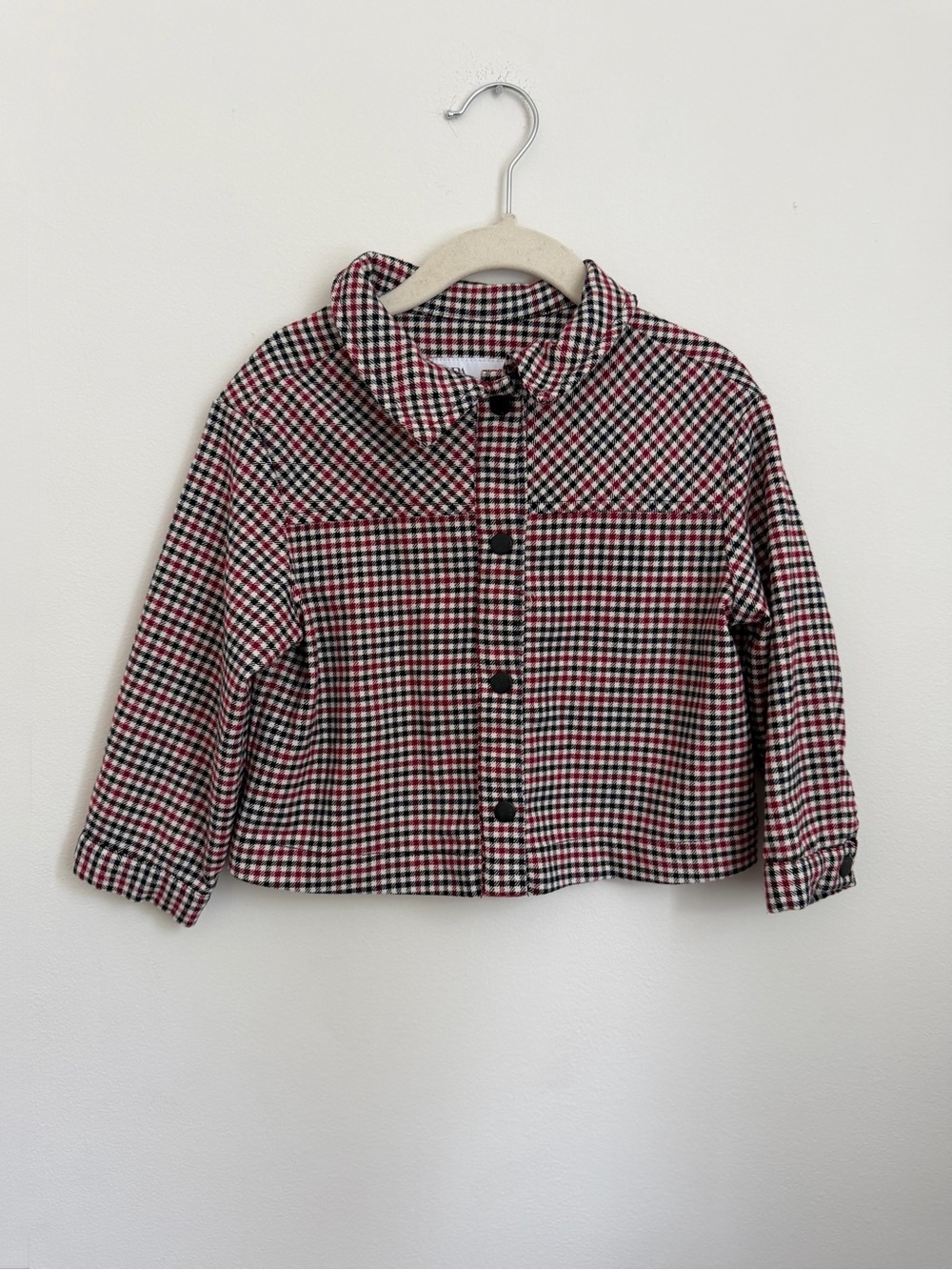 Zara Kids Red & Black Gingham Button-Up Jacket (Size 2-3)